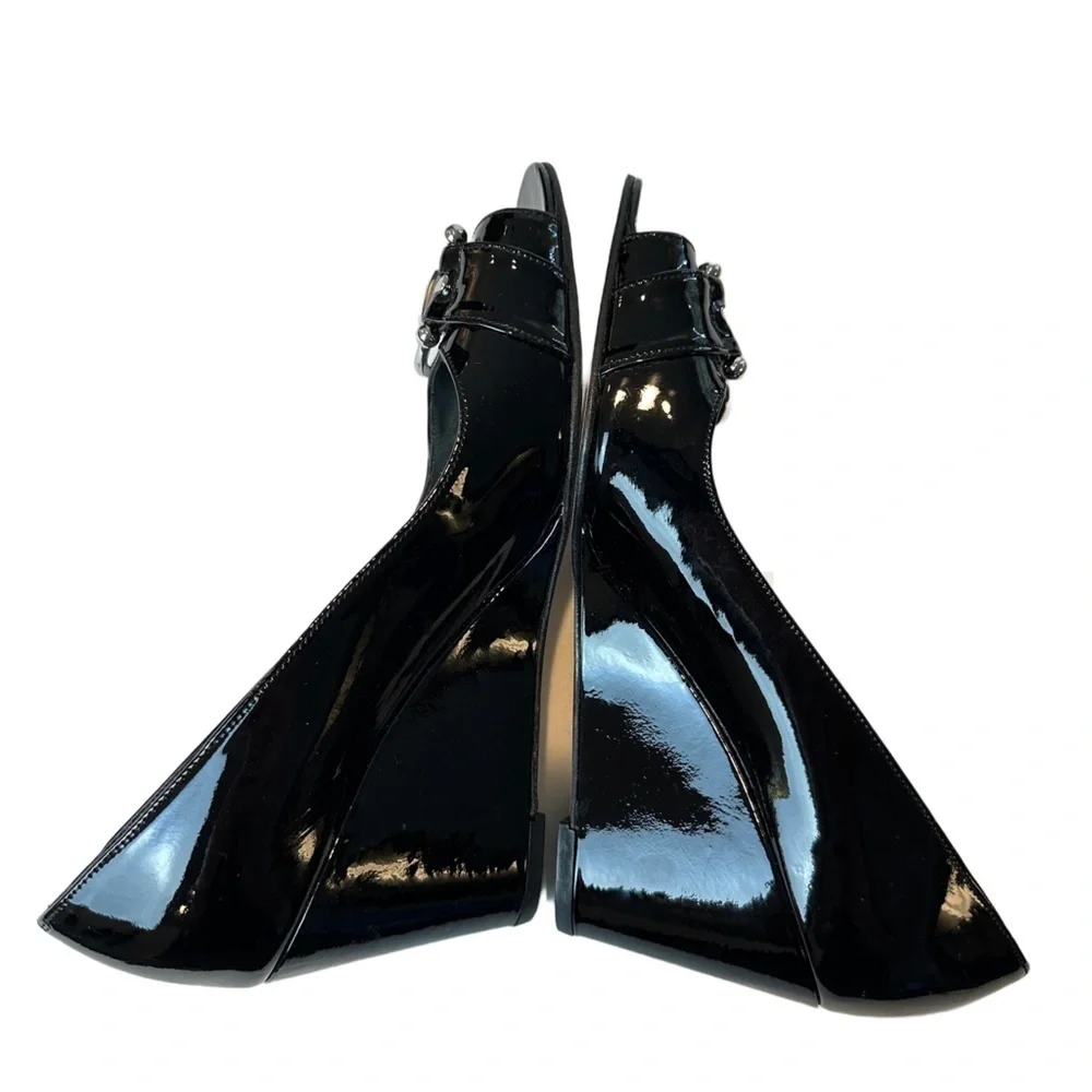 Stuart Weitzman Black Patent leather Wedges 8 - Picture 4 of 9